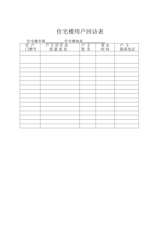 住宅楼用户回访表