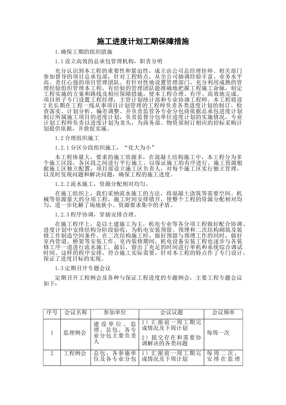 住宅项目施工进度计划工期保障措施_第1页