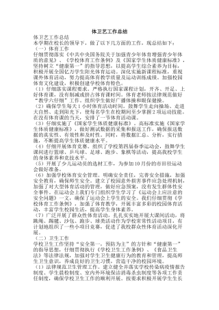 体卫艺工作总结