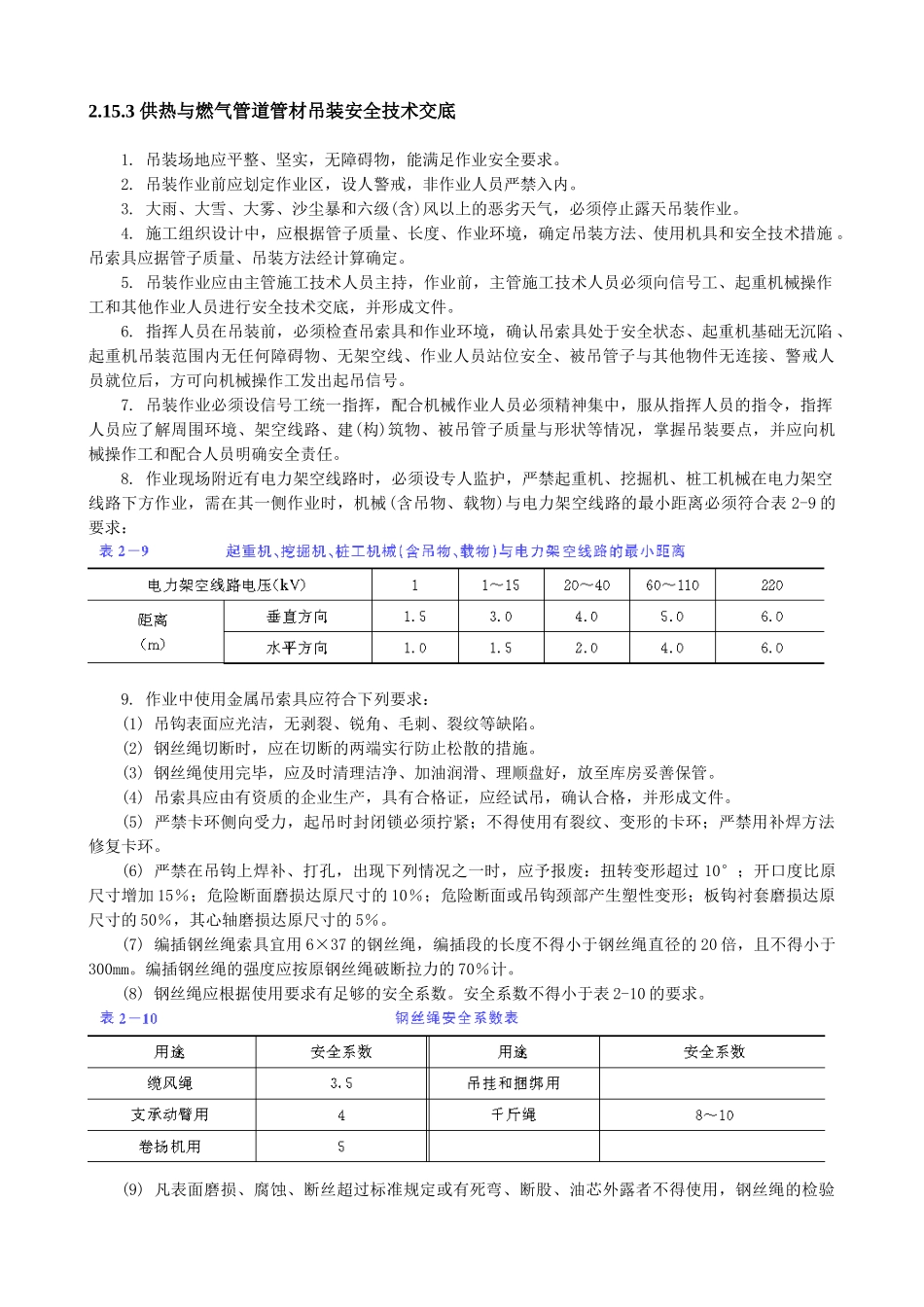 供热与燃气管道管材吊装安全技术交底_第1页