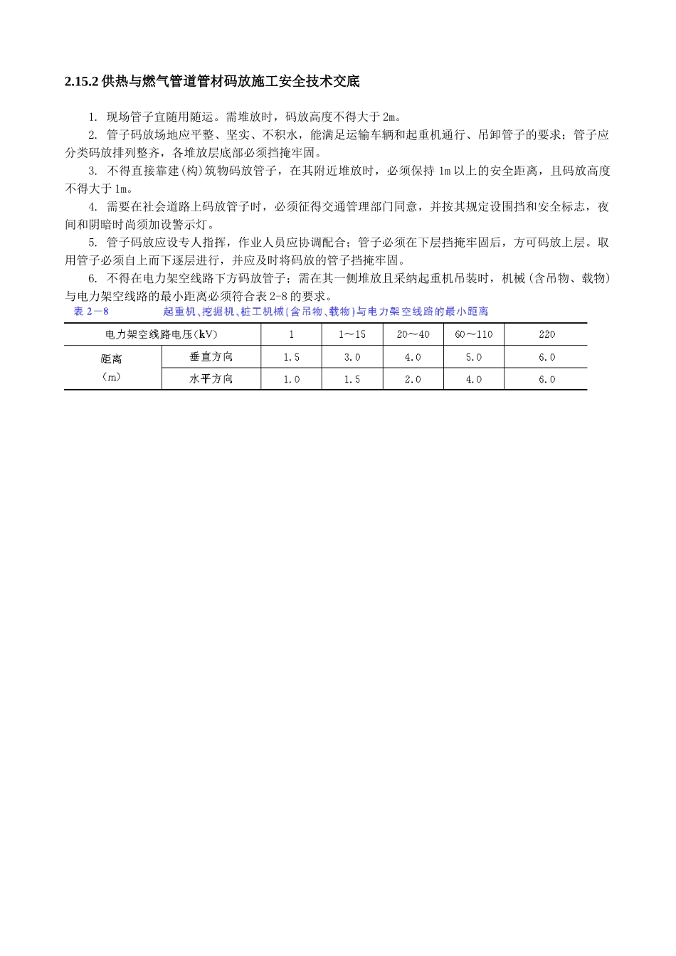 供热与燃气管道管材码放施工安全技术交底_第1页
