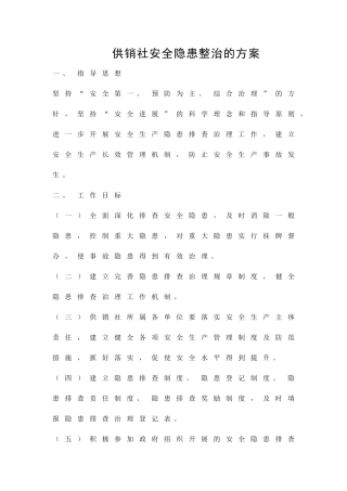 供销社安全隐患整治的方案精品策划方案