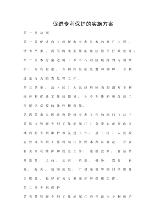 促进专利保护的实施方案精品策划方案