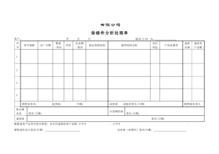 保修件分析处理单