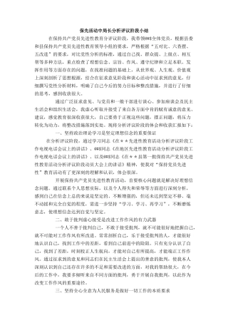 保先活动中局长分析评议阶段小结