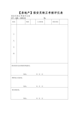 保安员转正考核评仪表
