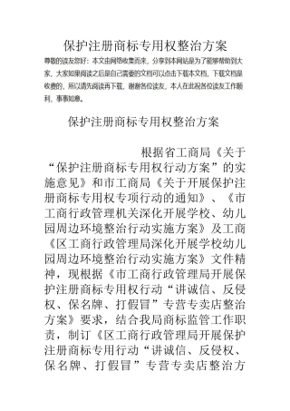 保护注册商标专用权整治方案