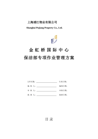 保洁专项作业管理方案初稿要点