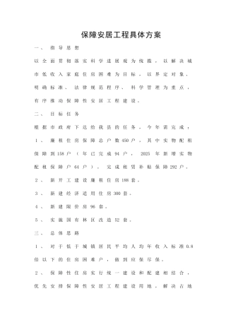 保障安居工程具体方案精品策划方案