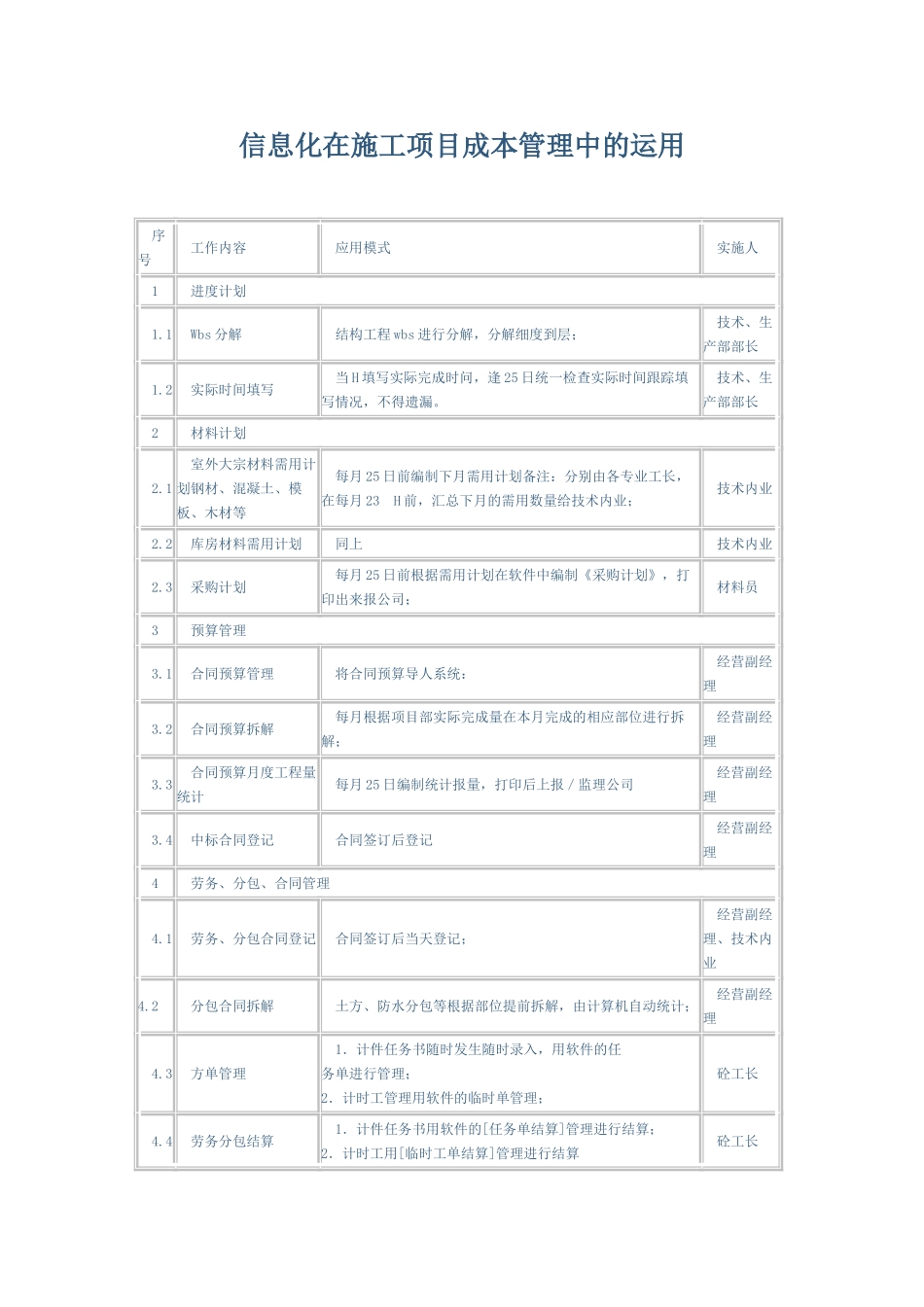 信息化在施工项目成本管理中的运用_第1页