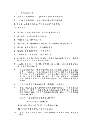 儿科护理学自考重点