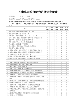 儿童感觉统合能力发展评定量表