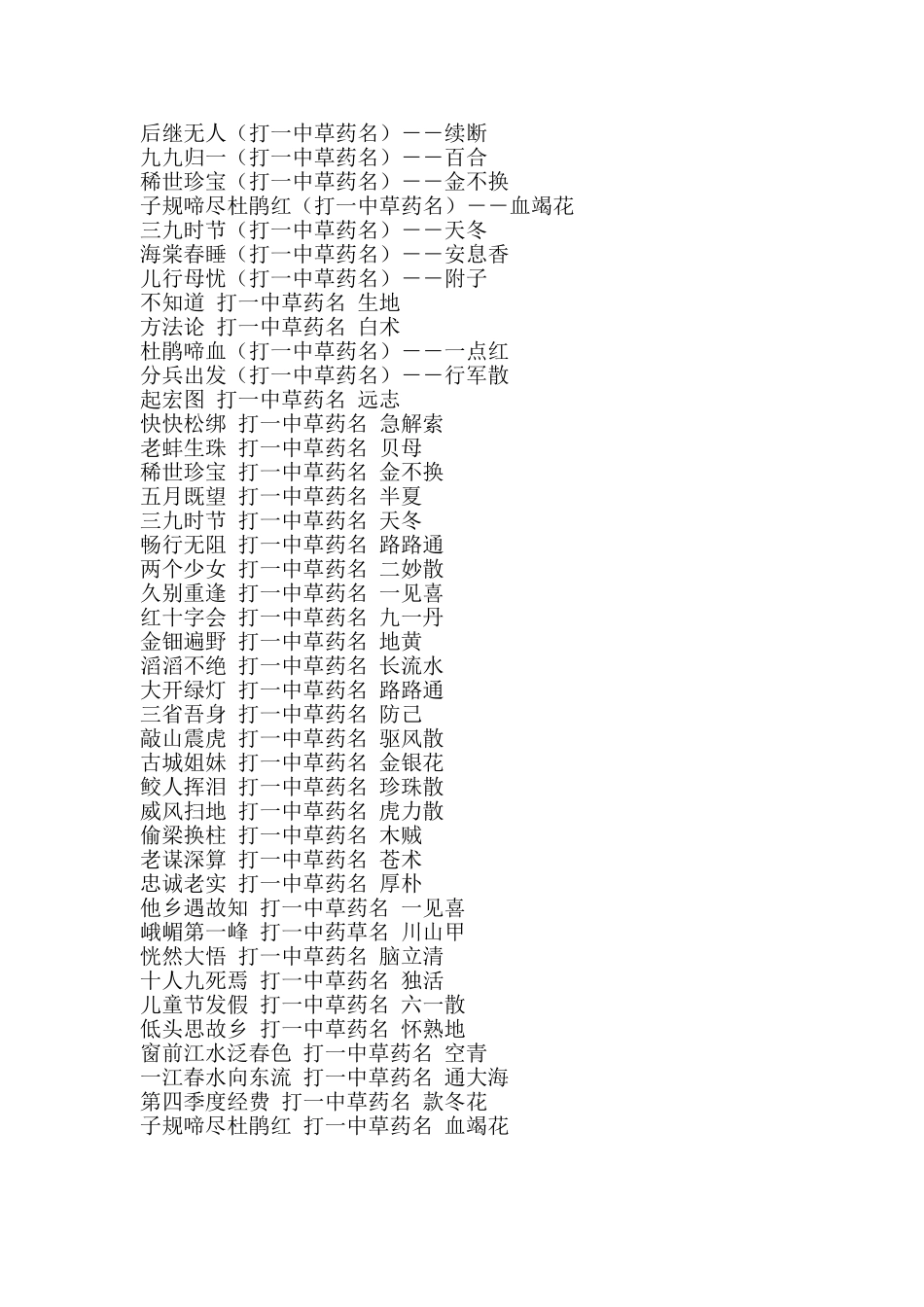 元宵灯谜、谜语：中药名称灯谜、中药名称谜语_第2页