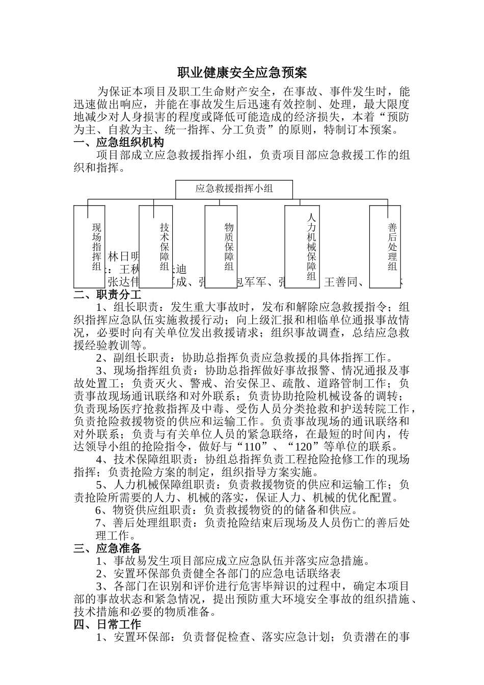 光伏农业大棚项目职业健康应急预案_第1页