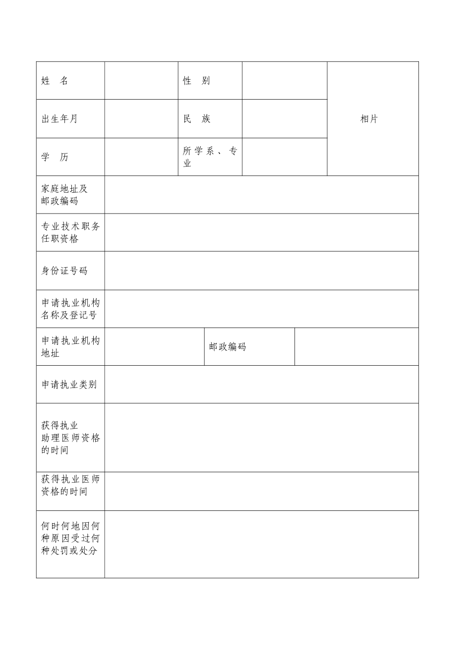 全国执业医师注册申请表所需要的所有表格_第3页
