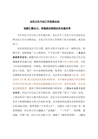 全民卫生行动县委总结