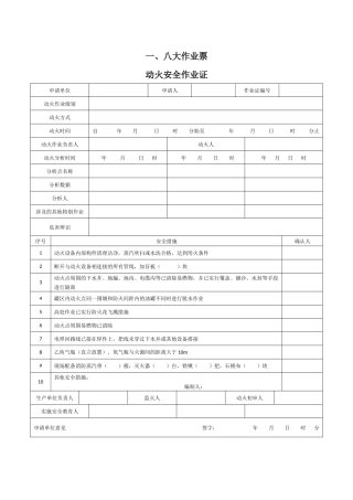 八大高危作业票、风险分析