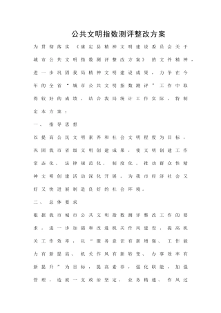 公共文明指数测评整改方案精品策划方案