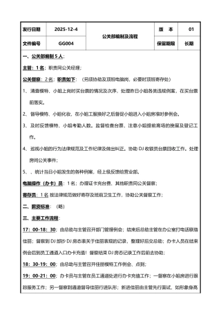 公关部编制及流程