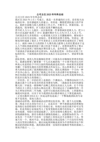 公司主任2025年年终总结