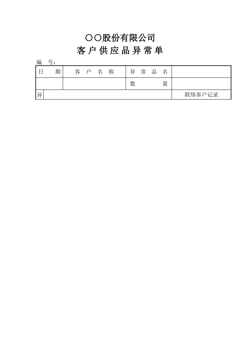 公司客户供应品异常单_第1页