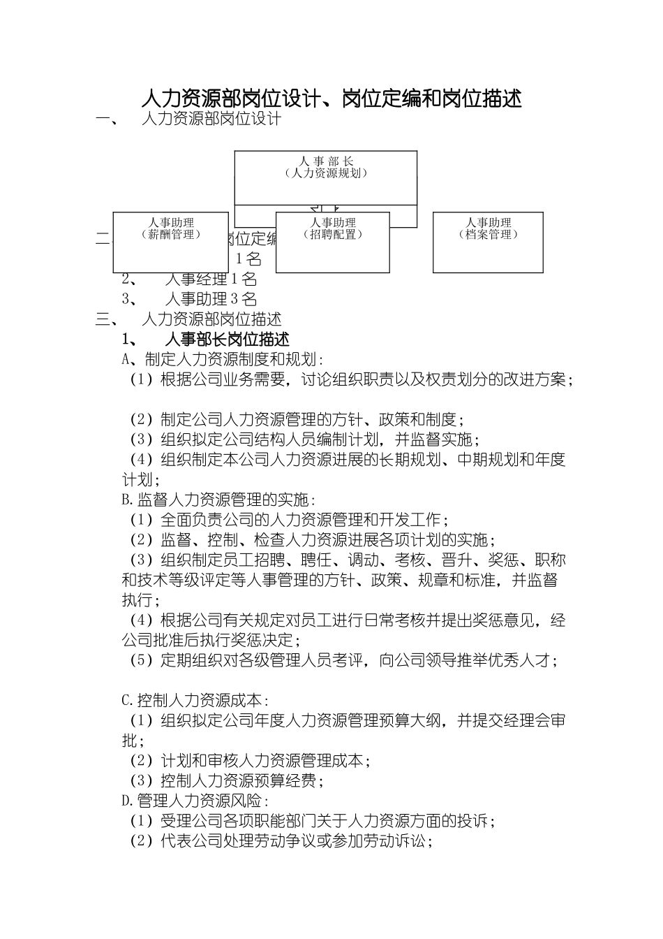 公司岗位设计：岗位定编和岗位描述_第1页