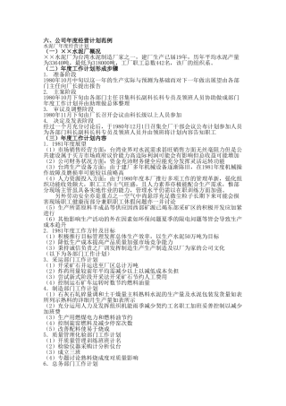 公司年度经营计划范例