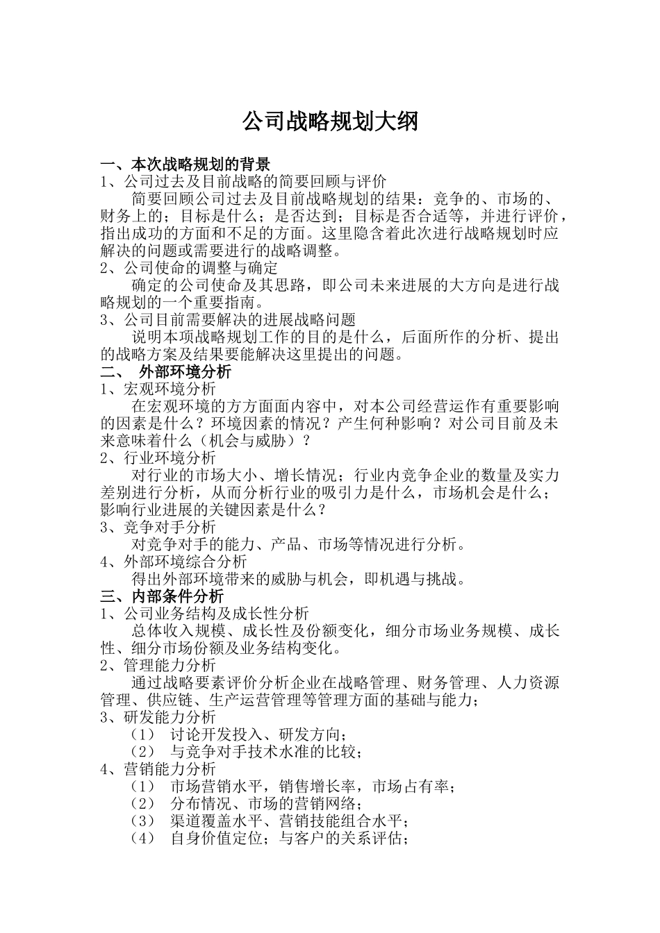 公司战略规划报告大纲_第1页
