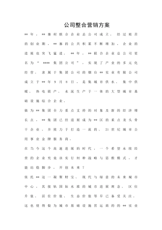 公司整合营销方案精品策划方案