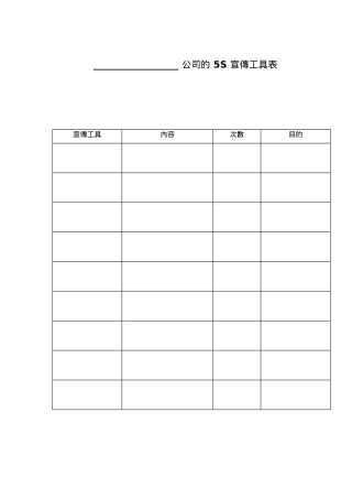公司的5S宣传工具表