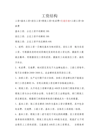 公司职工工资结构