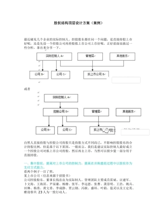 公司股权结构顶层设计方案