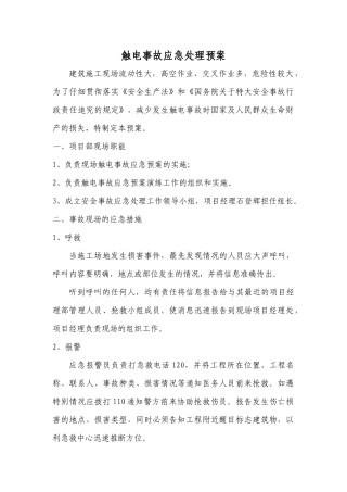 公司触电事故应急处理预案