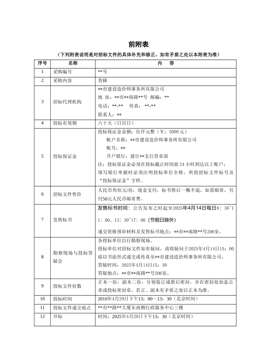 公司载货电梯采购招标文件_第2页