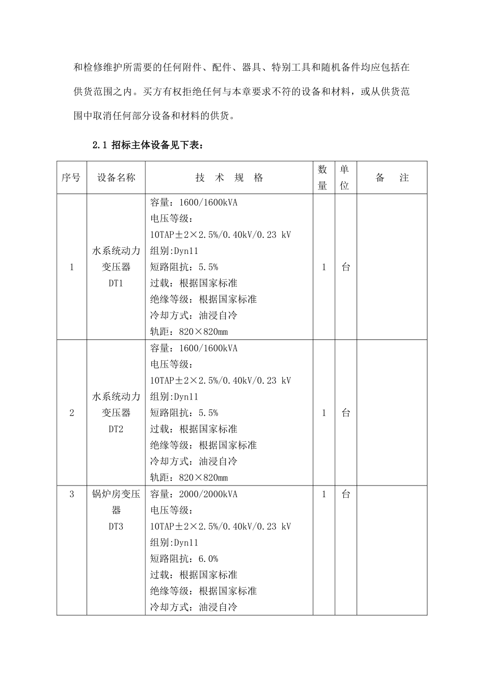 公辅系统动力变压器招标文件技术规格_第3页