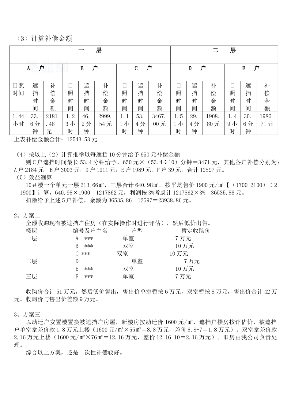 关于某住宅某遮挡现有住户阳光的解决预案_第2页