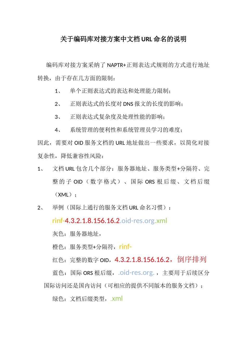 关于编码库对接方案中OID服务文档URL命名的说明_第1页