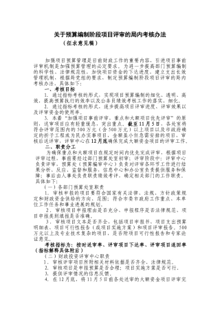 关于预算编制阶段项目评审的局内考核办法3