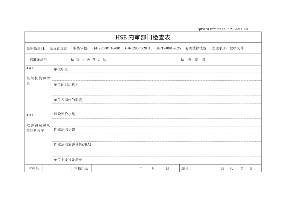 内审检查表-经营管理部_第1页