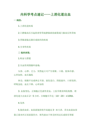内科学考点速记——上消化道出血