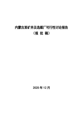内蒙古某矿井及选煤厂可行性研究报告