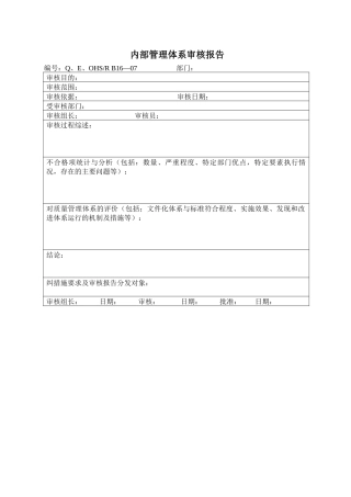 内部管理体系审核报告