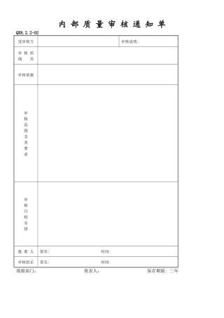 内部质量审核通知单(QR8.2.2-02)