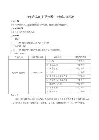 内销产品主要元器件检验规范