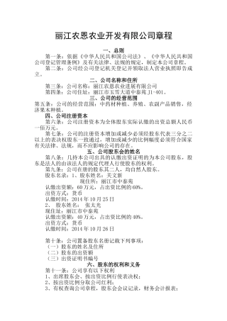 农恩农业开发有限公司章程