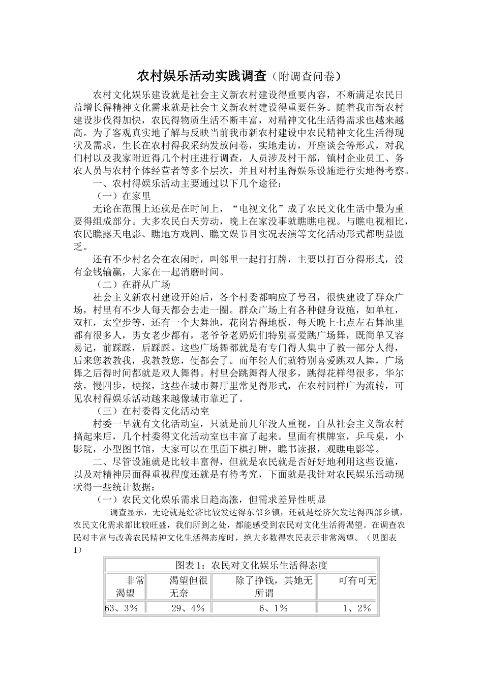 农村娱乐活动实践调查_第1页
