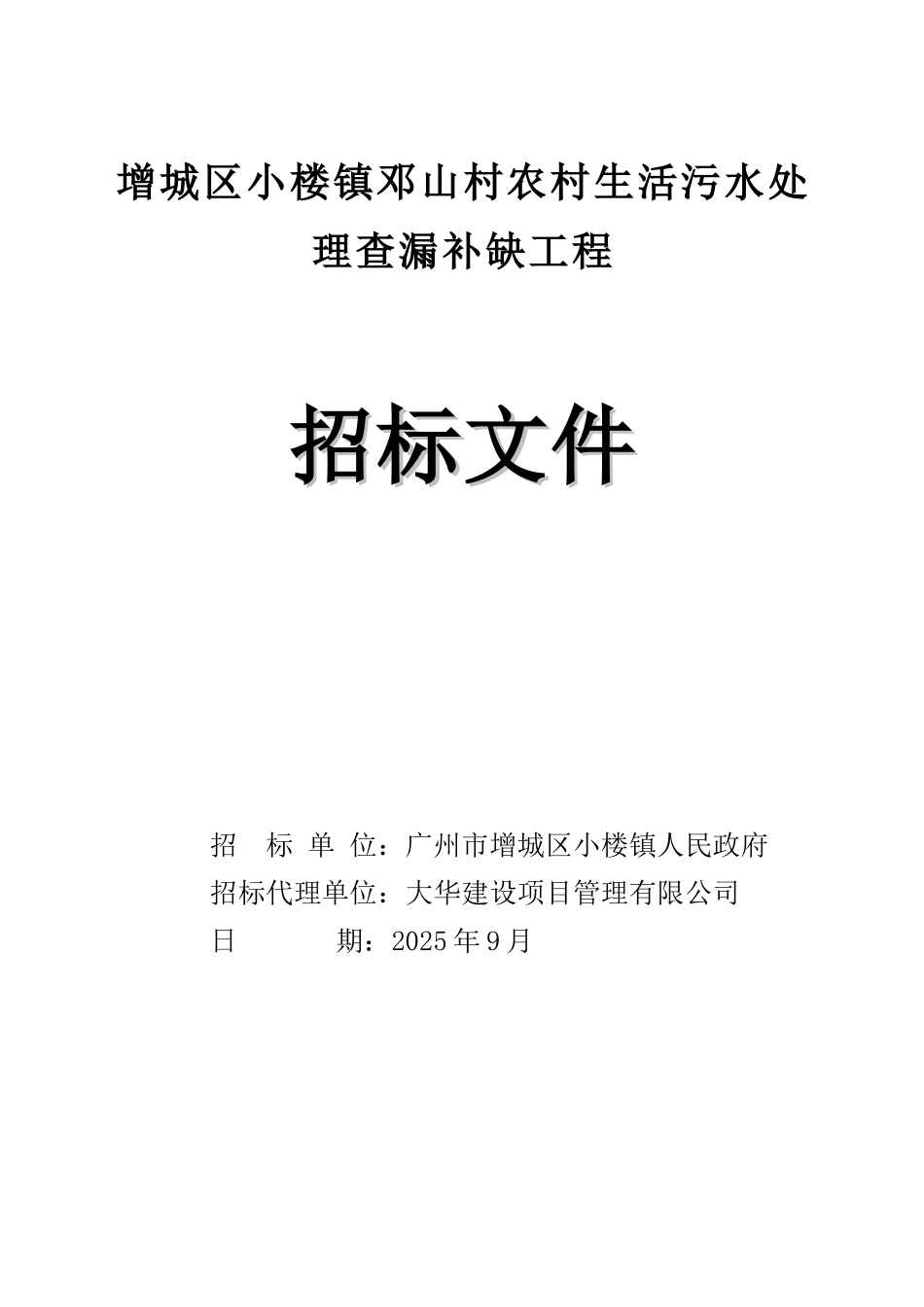 农村生活污水处理查漏补缺工程招标文件_第1页