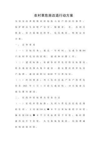 农村草危房改造行动方案精品策划方案