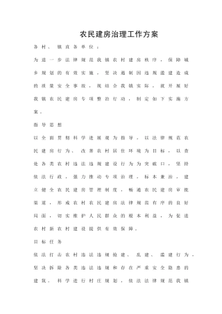 农民建房治理工作方案精品策划方案