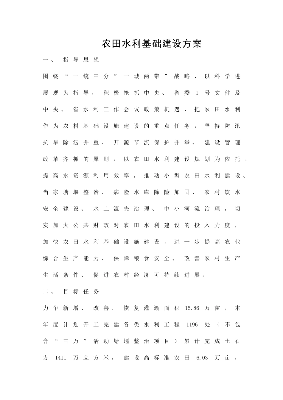 农田水利基础建设方案精品策划方案_第1页